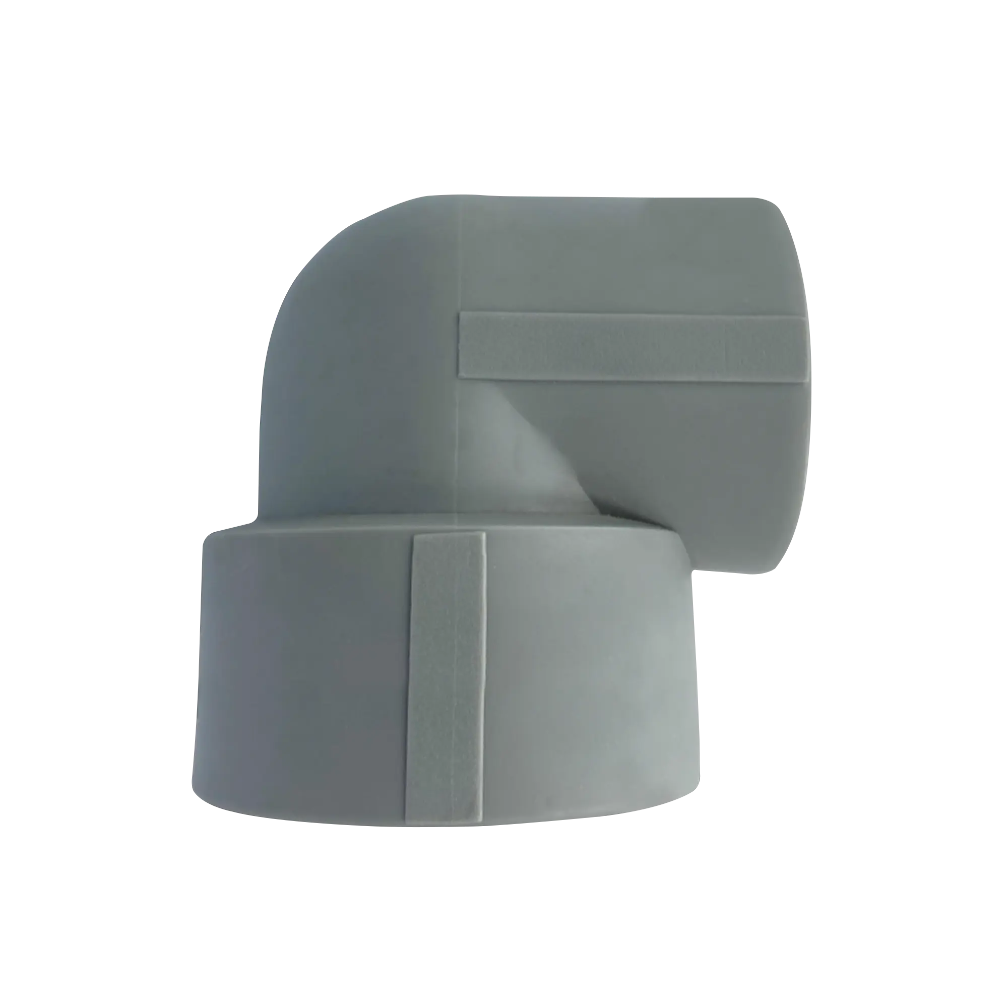 Codo PPR de reducción 90° termosoldable en polipropileno copolímero, para unir tuberías de diferente diámetro en sistemas de agua fría y caliente, resistente hasta 20 bar y 95 °C