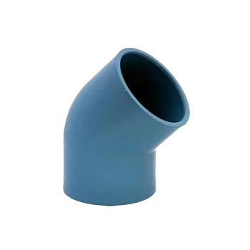 Codo de PVC de 1/2 pulgada a 45 grados para presión, conexión cementar en sistemas hidráulicos