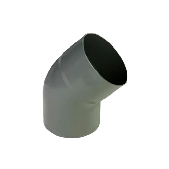 Codo PVC gris 45 grados de 110 mm para conexión cementar en sistemas de evacuación sanitaria