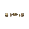Copla PEX-A de 25x25 mm fabricada en latón, ideal para unir tuberías multicapa en sistemas de agua potable y calefacción.