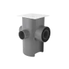 Imagen de pileta universal de PVC sanitario gris 110×75×50×40 mm con múltiples salidas para desagüe