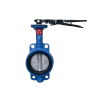 Válvula mariposa de hierro fundido tipo wafer con disco de acero inoxidable y asiento de EPDM, utilizada en sistemas industriales para control de flujo
