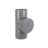 Imagen de Tee PVC registro gris 110 mm para derivaciones y mantenimiento en sistemas de desagüe sanitario