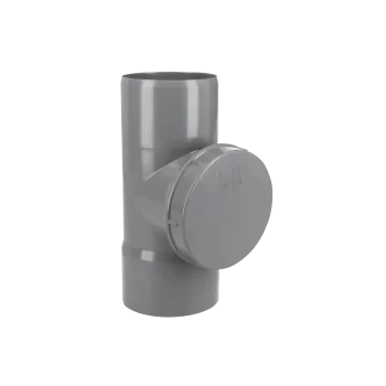 Imagen de Tee PVC registro gris 110 mm para derivaciones y mantenimiento en sistemas de desagüe sanitario
